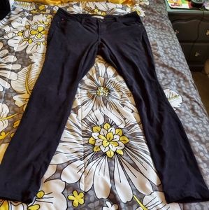 Black faux suede straight leg pants